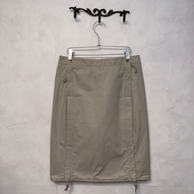 SYSTEM ivory zipper slit detail midi sk