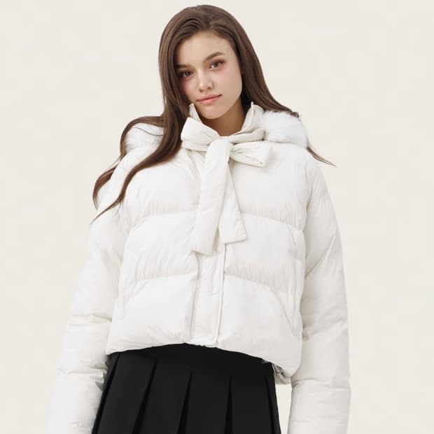 (새상품) 클리시어 스노이 리본 패딩 