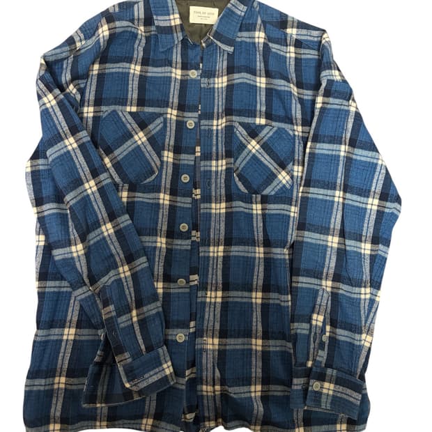 피어오브갓 4th 블루 플란넬셔츠 xl 해