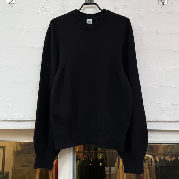 IENA 블랙 크루넥 벌룬 슬리브 울 니트 JAPAN L