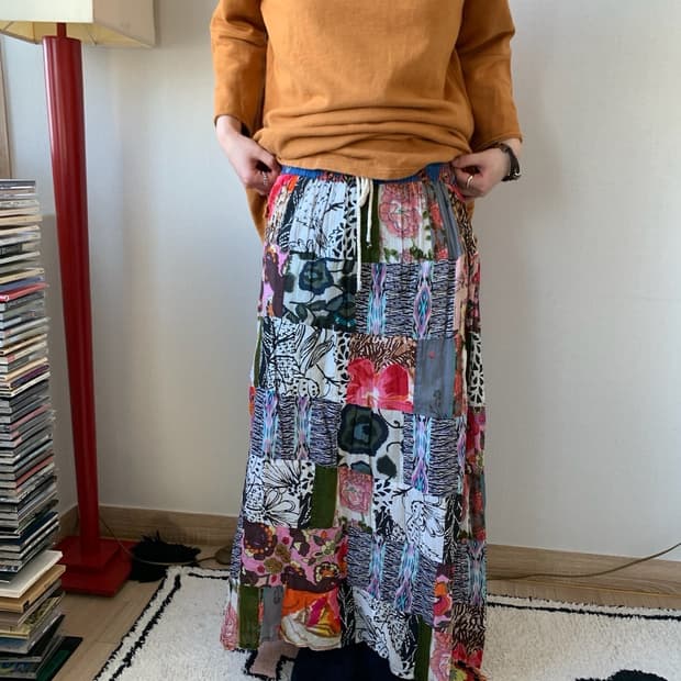 ethnic maxi patchwork skirt