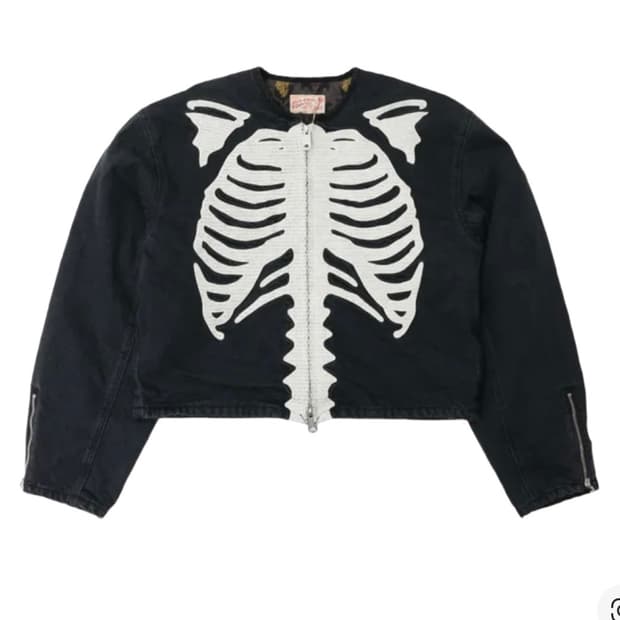 캐피탈 14온즈 블랙 X 블랙 데님 모토크로스 본 자켓 블랙