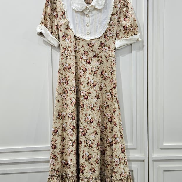 로즈 플라워 레이스 카라  원피스