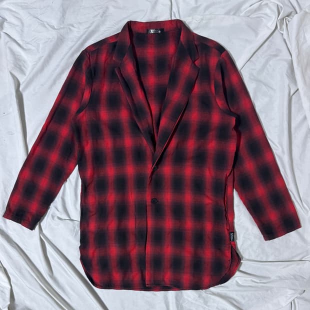 Xfrm 옴브레 체크 셔츠형 자켓 vkei