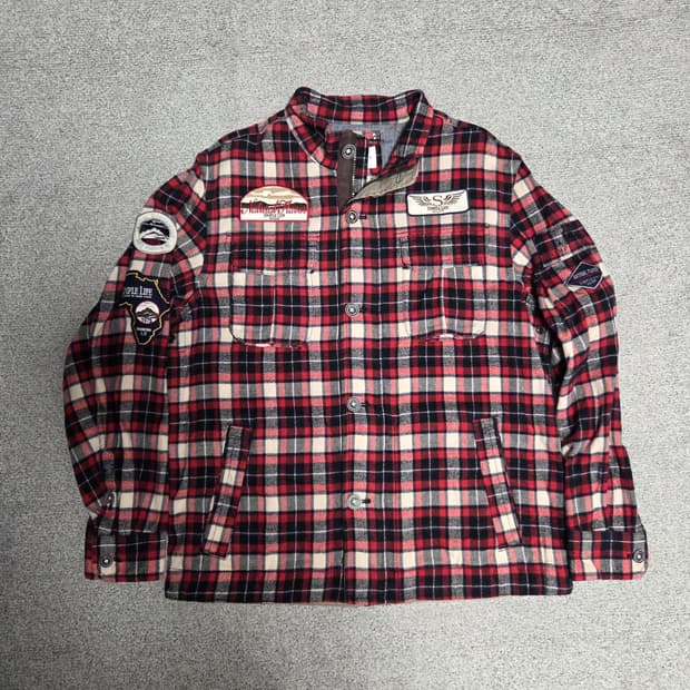 Simple Life 플란넬 체크 셔츠 자켓 L(100)