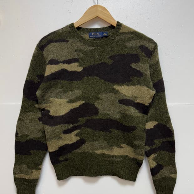 폴로 랄프로렌 엘보패치 카모플라쥬 울 니트 XS