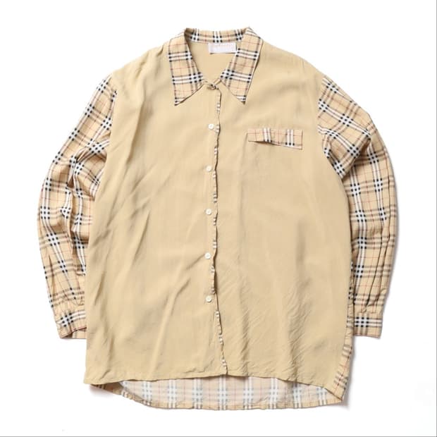 버버리 Burberrys Nova Check Silk Shirt 
