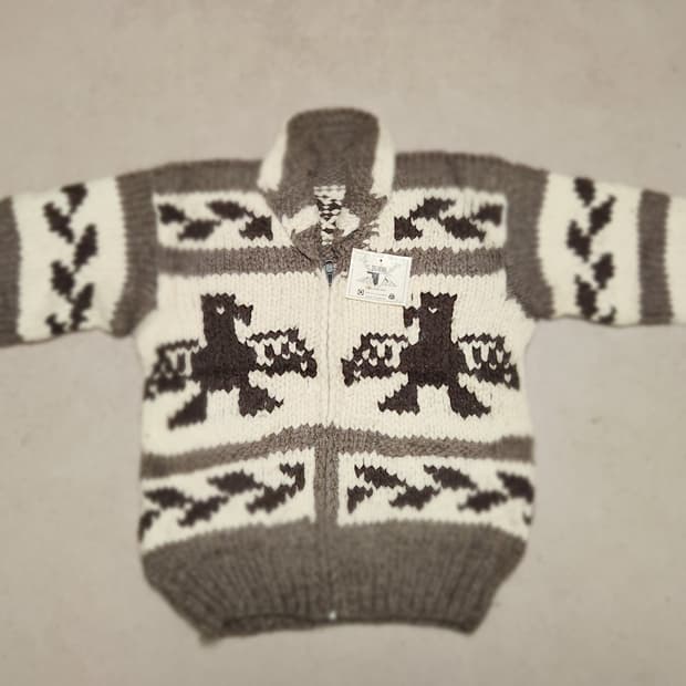 Canada made 독수리 코위찬 니트 스웨터 집업