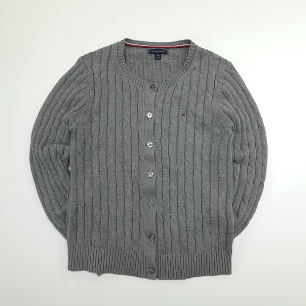 CN948W S 타미힐피거 그레이 케이블 니트 스웨터 가디건