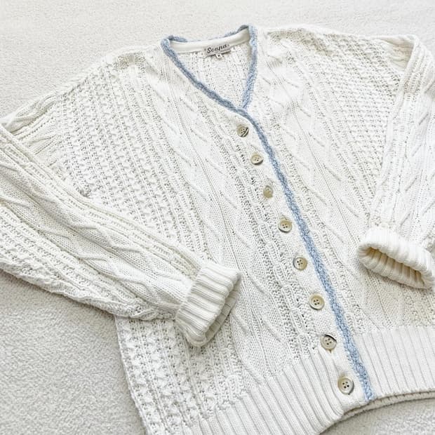 모리걸 우유화이트 니트 가디건