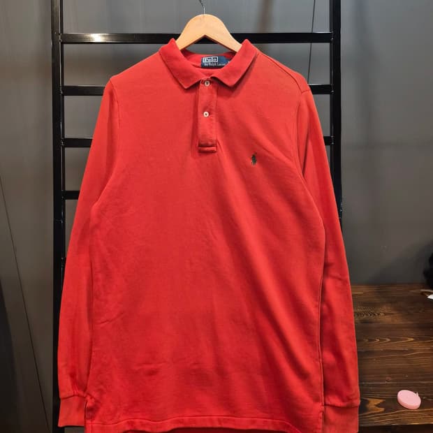[XL] 폴로 랄프로렌 두툼 (두산) 레드 클래식 긴팔 카라티셔츠 7.9