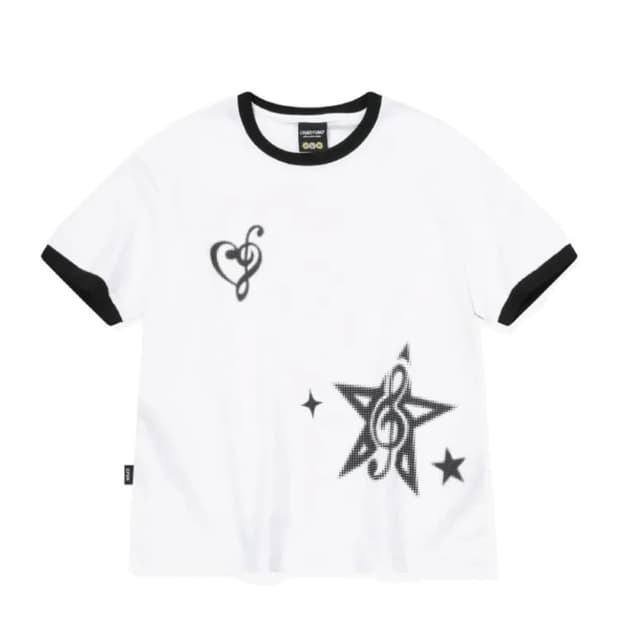 꼼파뇨 하트 클레프 CROP 링거 반팔티 화이트