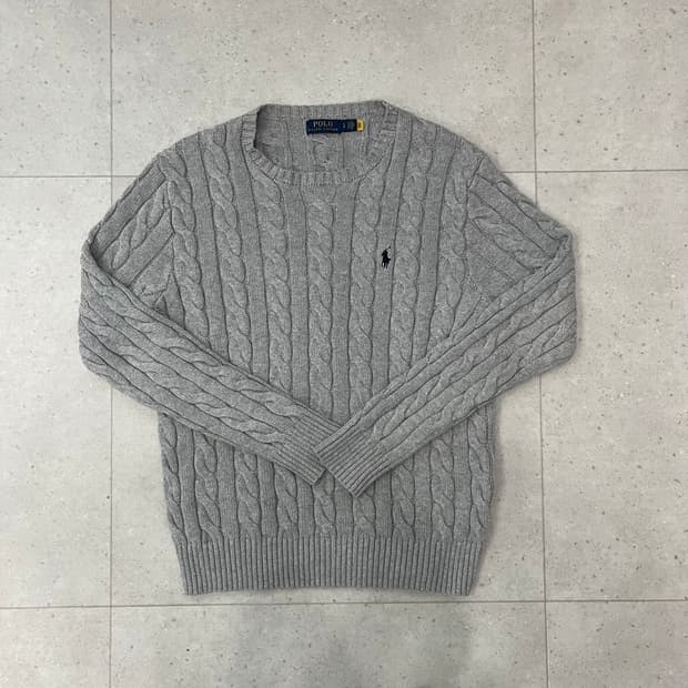 (QR정품) 폴로 그레이 케이블 니트
