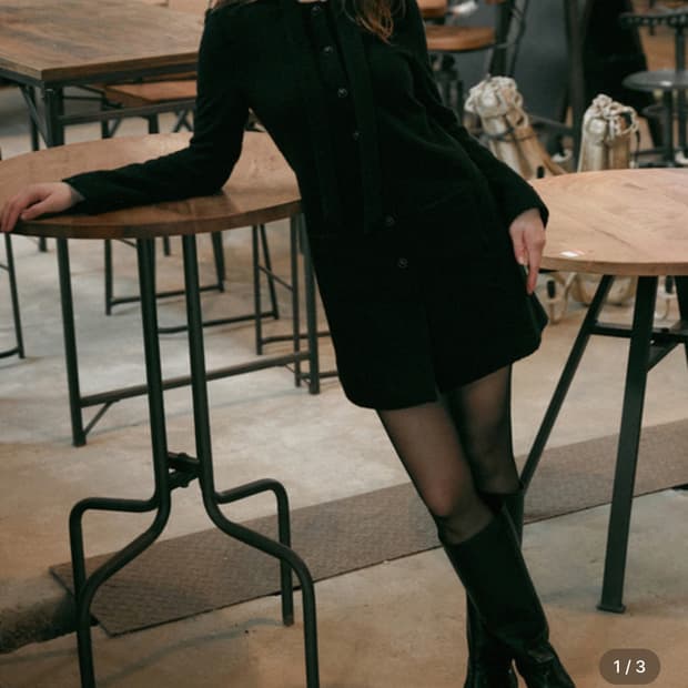 르니나 트위드 타이 원피스