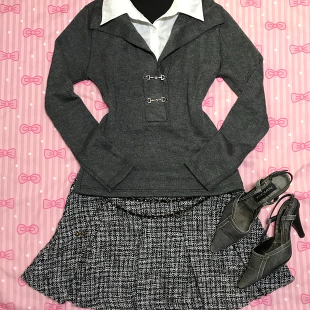 THEORIA 셔츠레이어드 니트 y2k