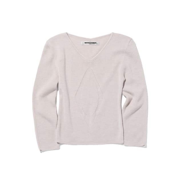 미스치프 V-NECK 3-QUARTER KNIT TOP - LIGHT P