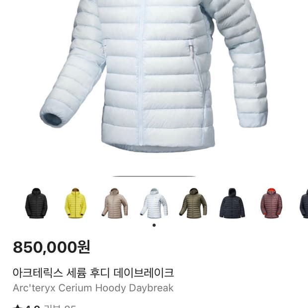 아크테릭스 세륨 후디 데이브레이크 새상품 경량 패딩