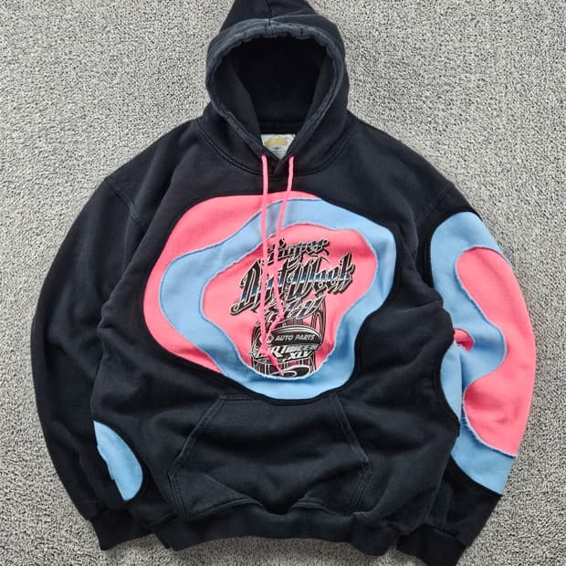 레이싱 프린팅 아플리케 커스텀 후드 티셔츠 ( M ) / 9324