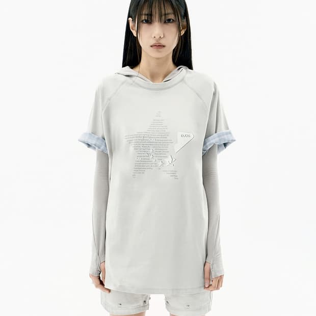 오호스 더블 슬리브 레글런 티셔츠 카키