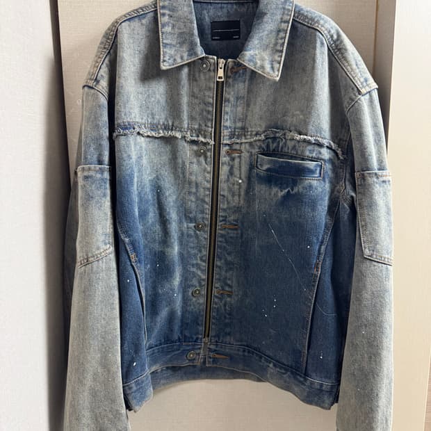 메종미네드 / 블루 워싱 지퍼 데님 자켓 / L