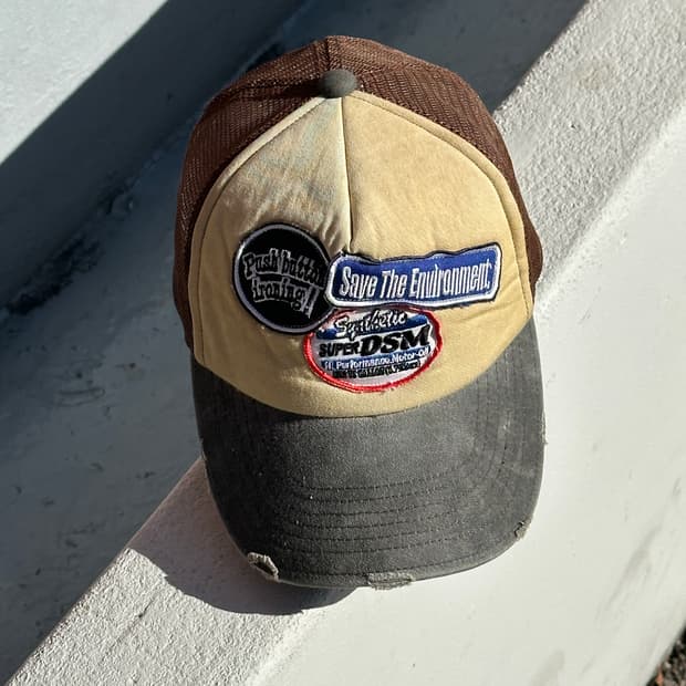 [F] 빈티지 패치워크 메쉬 볼캡 모자