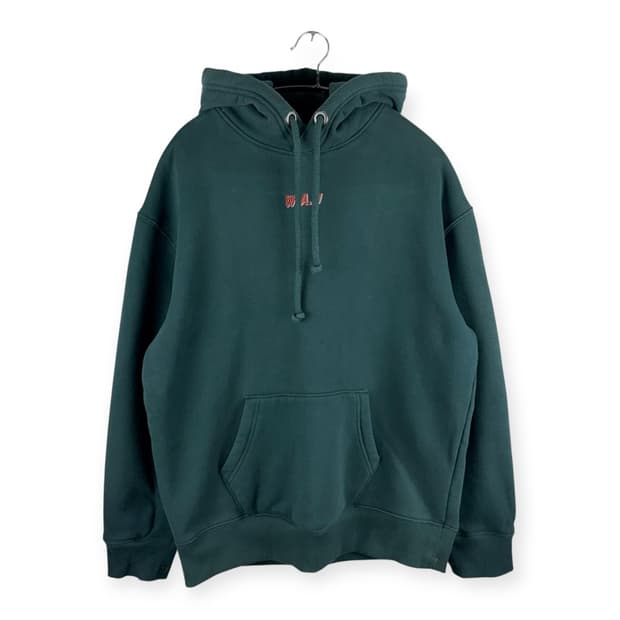 (M) 후아유 스몰로고 양털 기모 후드 티 딥그린