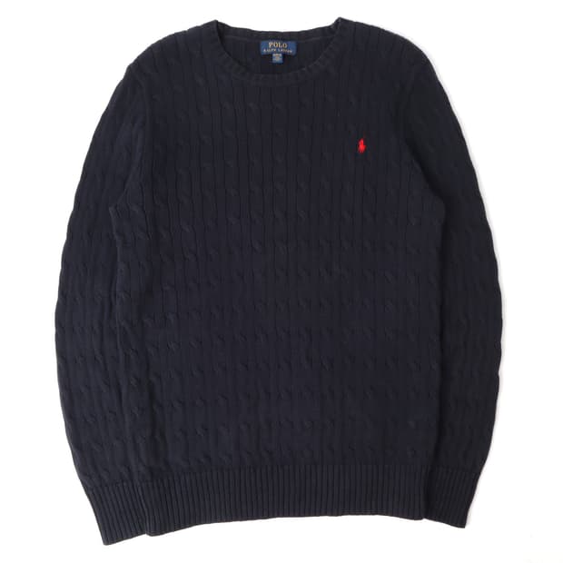 폴로 랄프로렌 다크네이비 코튼 케이블 니트