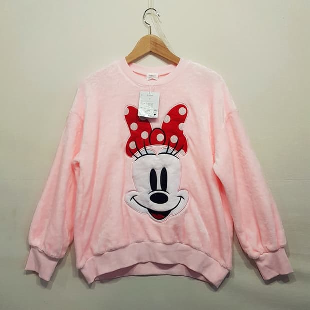 [새상품] 도쿄 디즈니 미니마우스 후리스 티셔츠 핑크