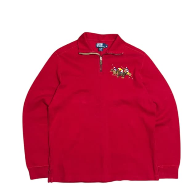 폴로 랄프로렌 멀티포니 자수로고 반집업 니트