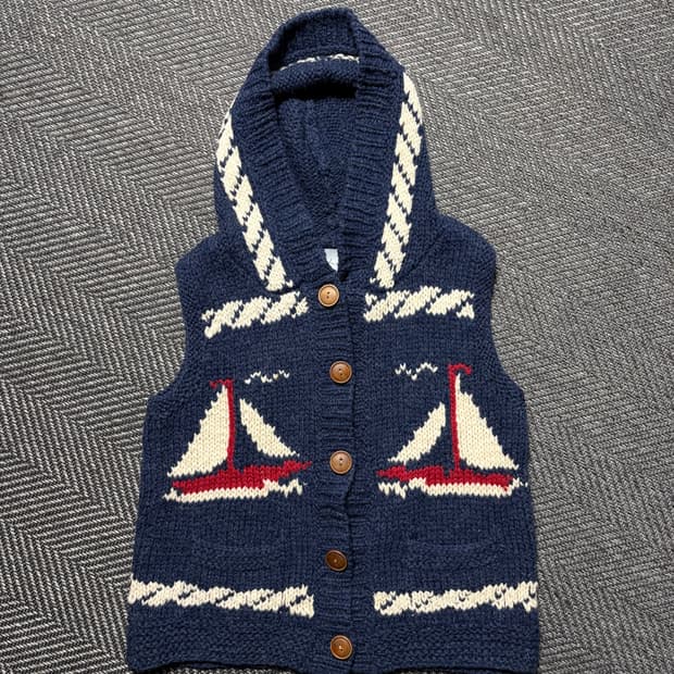 Cepo 코위찬 빈티지 니트 후드 조끼(Free)