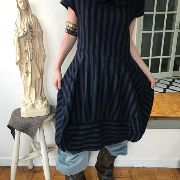  vintage stripe ballon one-piece