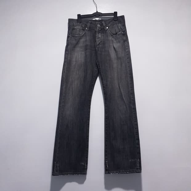 지스타로우 재팬 흑청 워싱 스트레이트 데님 팬츠 청바지 (31-32인치)