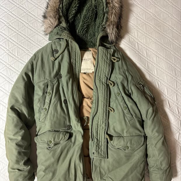 DENIM&SUPPLY 랄프로렌 올리브 퍼 후드 패딩 S