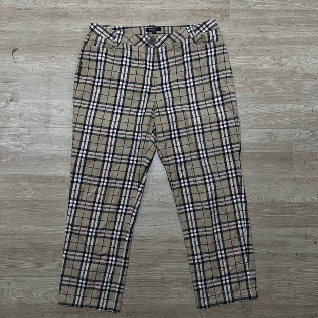 버버리 런던 여성 노바체크 슬림핏 코튼 슬랙스 팬츠 [베이지] 77