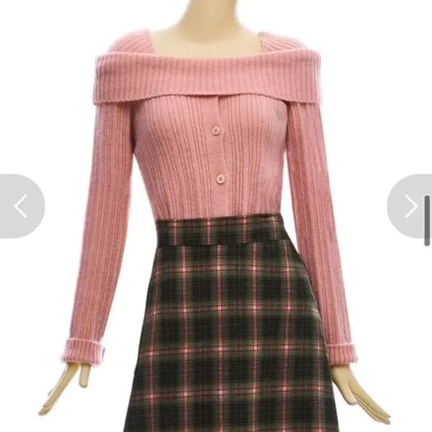 블루레이스 반오프숄더 핑크 니트 