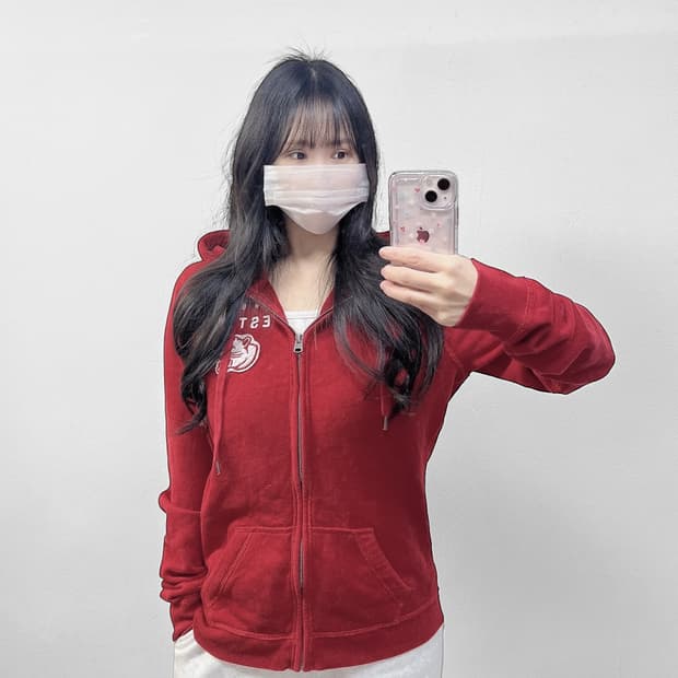 아베크롬비 스펠 로고 후드집업 레드