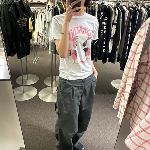 OS)GANNI vintage 여성 그래픽 프린팅 반팔