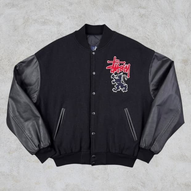 90s stussy varsity jacket "griffin"