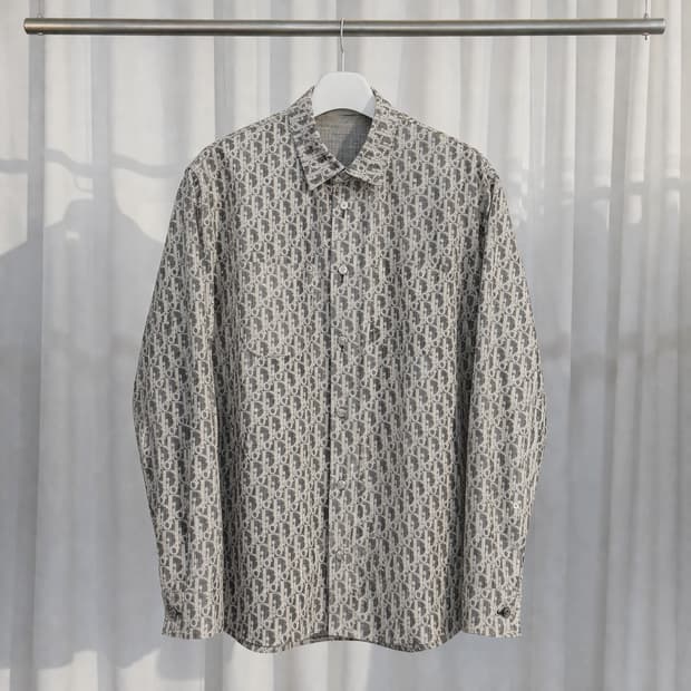 A+ / 42 (105-110) 디올 오블리크 카스리 데님 셔츠 그레이