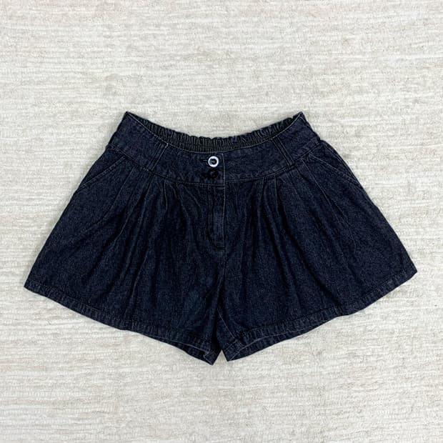 Black Denim Back-Banded Shorts