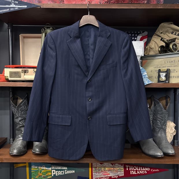 J.PREES 헤링본 스트라이프 쓰리버튼 프레피 울 수트 셋업 N618