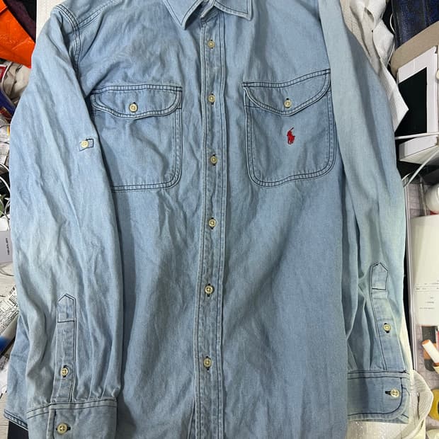 90s 폴로 데님 성조기 청남방 L