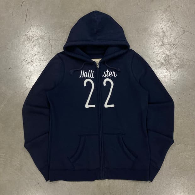 홀리스터 네이비 컬러 빅로고 후드집업