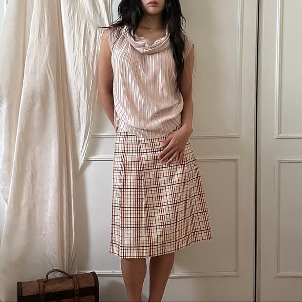 pleated cowl neck top
