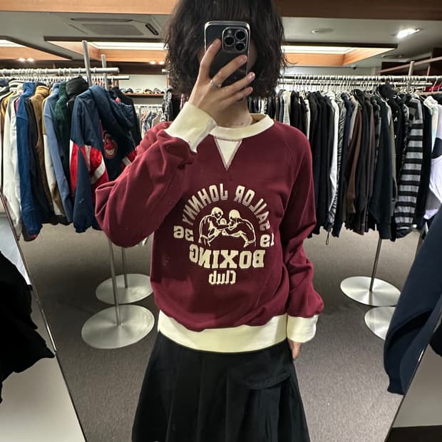 XL)세일러 조니 복싱 스포츠웨어 버건디 스웻셔츠