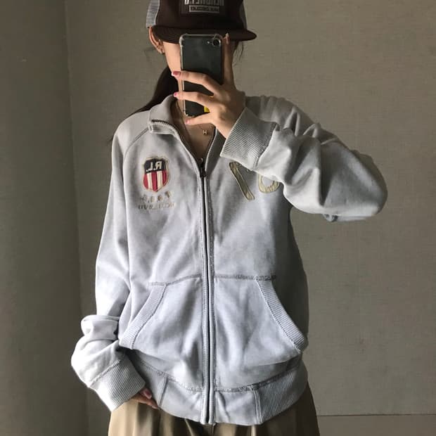 폴로 USA 백멜란지 면집업