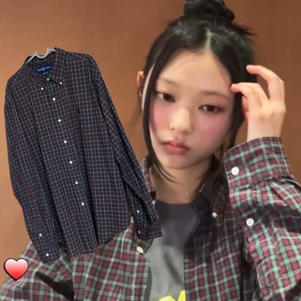 (XL) 폴로 체크 셔츠 뉴진스 해린