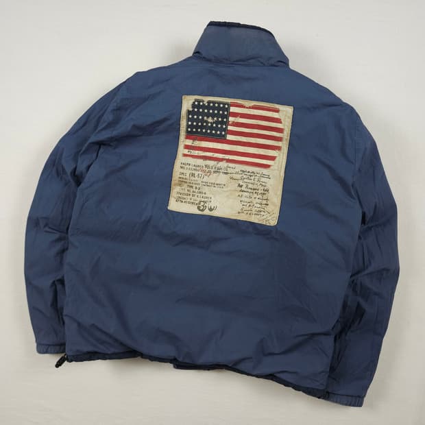 L(100) 폴로 랄프로렌 성조기 리버시블 구스다운 패딩