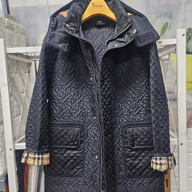 버버리 S22 키즈 퀼팅자켓 12Y 후드 모노그램 누빔코트 AD01