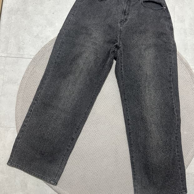 노이어 데미지 스트라이프 와이드 데님 팬츠 50사이즈